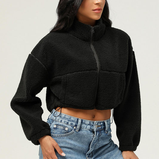 Flauschige Crop-Jacke